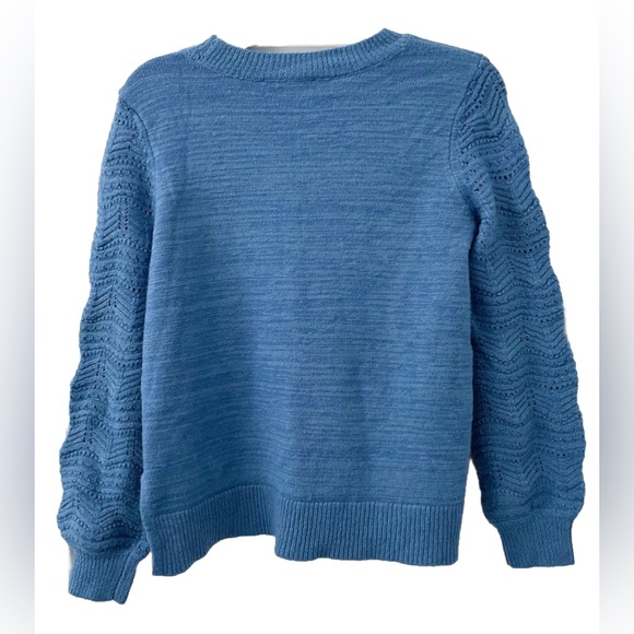 Christian Siriano New York Blue Knit Sweater Women’s S Textured Sleeve Pullover - Picture 5 of 9